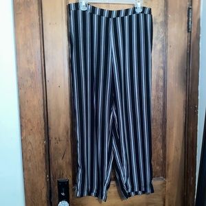 white and blacked striped pants